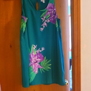 Floral Sleeveless Dress in Teal and Purple